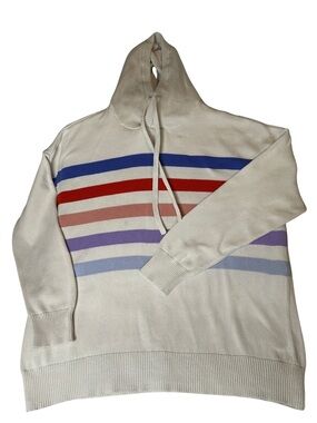 Loft Outlet Hooded Sweater Rainbow Cotton XL Colorblock